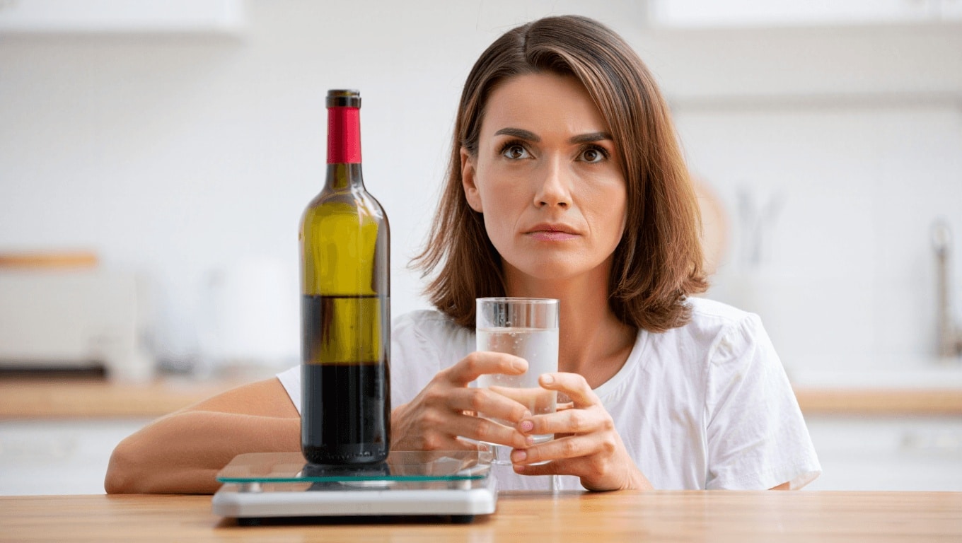 Man refusing to drink red wine indoors, closeup. Alcohol addiction