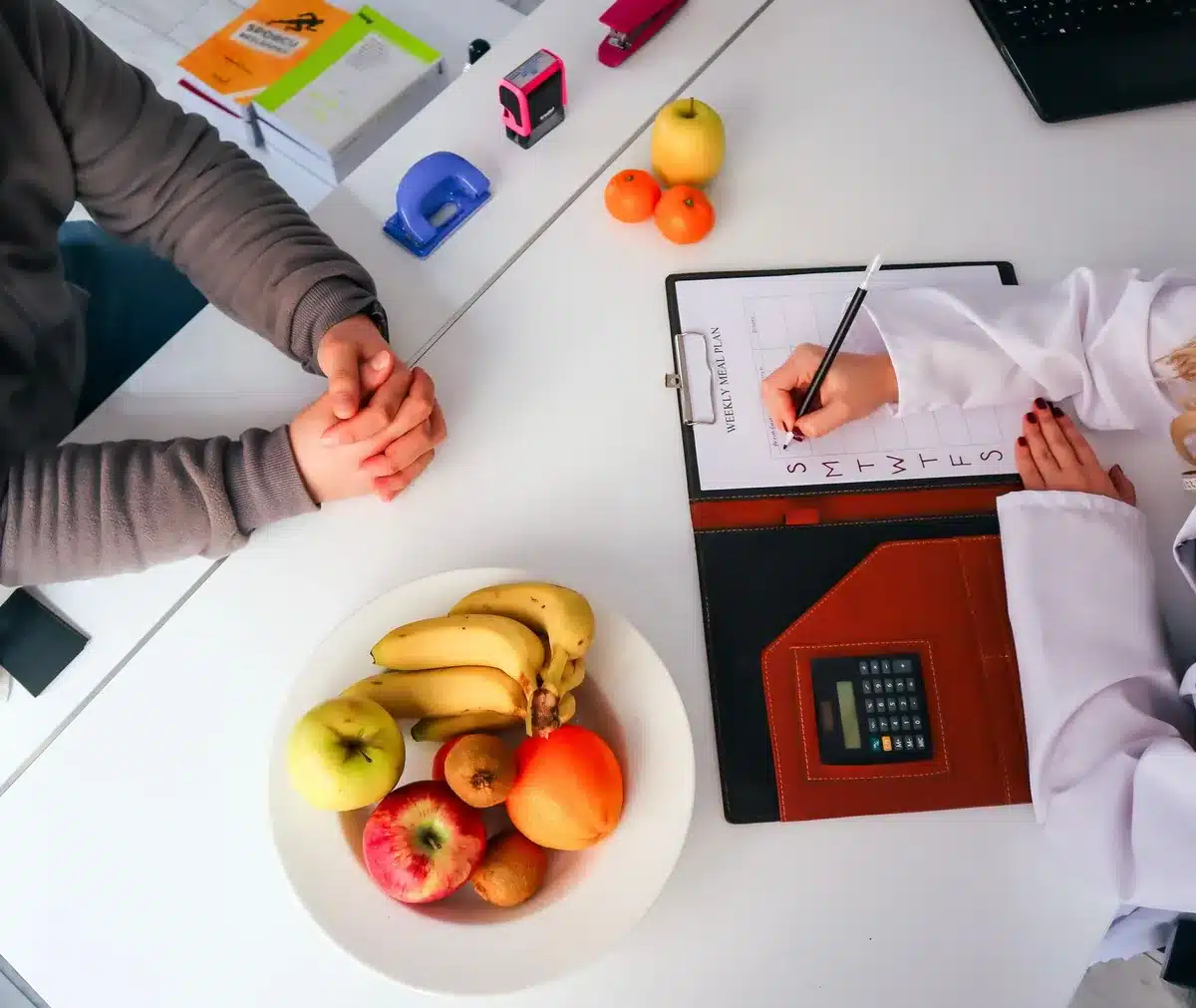 Professionnel établissant un plan alimentaire personnalisé avec un patient